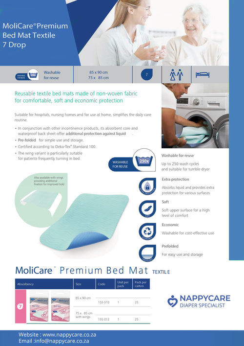 Buy New Molicare Premium Bed Mat Textile 7 Drop Bed Protector  (Reusable Linen Saver) With Wings/ Sleeves | nappycare.co.za